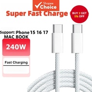 PD 240W Type C 1/2M High Quality Fast Charging Cable For Phone 15 16 17Plus Pro Max Samsung Xiaomi