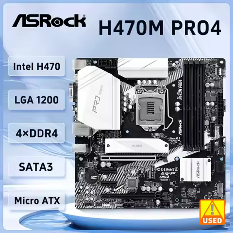 ASROCK H470M PRO4 Motherboard Socket 1200 DDR4 Intel H470 M.2 NVMe SSD Micro ATX Supports i5-10400F 