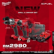 Milwaukee M18 GEN IV FUEL™ Drill &amp; Driver Set New Gen Combo M18 FPD3 M18 FID3 1/4" Impact Driver 13mm Percussion Drill