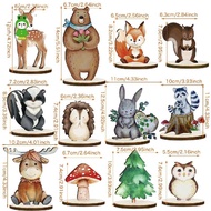 Wooden Forest Animals Decorative Ornaments Pack of 12 Wooden