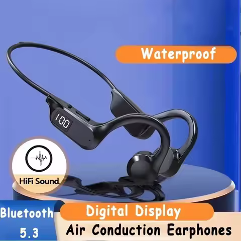 Earphone Bone Conduction Wireless Sports Waterproof Neck With Mic High Power Smooth Sound Conduction