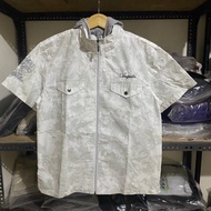 Y2K Impala Pattern Zip Up S/S Shirt White Size L 69x56