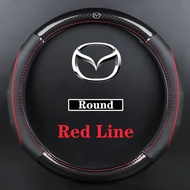 For Mazda Carbon Fibre Leather Car Steering Wheel Cover For CX5 CX7 CX3 CX9 RX MX CX30 Mazda 2 Mazda 3 Axela Mazda 5 Mazda 6 Mazda 8 Atenza AXELA BT50 Accessories