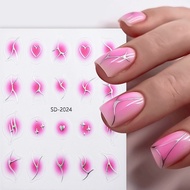 Gradient 3D Nail Sticker Jelly Red Pink Blush Sliders Cute Ombre Design Japanese Style Translucent W