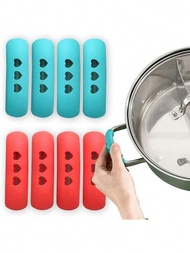 2入組耐高溫隨機顏色硅膠把手套,鍋子手柄保溫套,適用於平底鍋握柄防燙熱保護廚房小工具