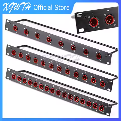 Rack Patch Panel 8 12 16 Way XLR Male Canon Connnector 1U Flight Case Mount for Professional Loudspe