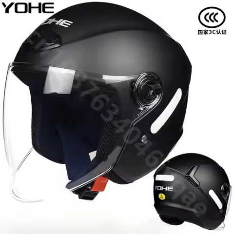 YOHE Y30 Motorcycle Scooter Half Helmet Anti-fog Visor Lens Winter Warm Unisex Safety Helm Cascos Pa