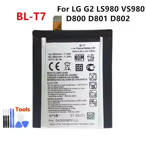 Original BL-T7 3000mAh Replacement Battery For LG G2 LS980 VS980 D800 D801 D802 T7 BLT7 Mobile phone