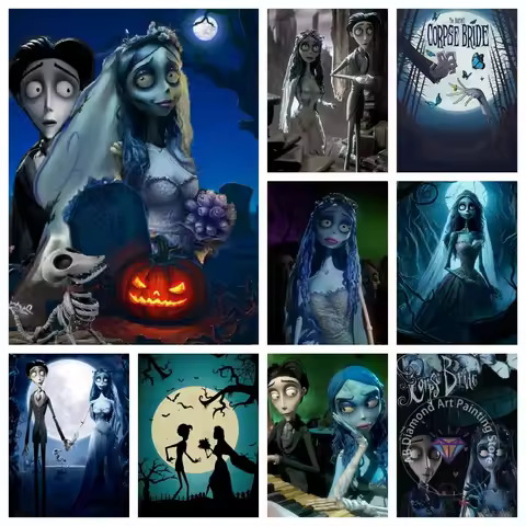 Tim Burton Corpse Bride Movie AB Diamond Painting Kits Horror Skull Bride Emily Victor Photo Art Cro
