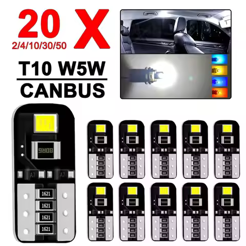 2/4/10/20/50 PCS CANBUS T10 W5W Small LED Bulb 12V 2SMD Bright White Yellow Red Car Interior Dome Ma
