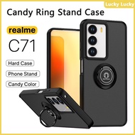Realme C73 Case C71 C65 C63 C61 C55 C53 C51 Hard Casing Acrylic Ring Stand Casing Shock Proof Suppor