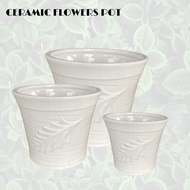 VERAMIC WHITE POT  - HIGHT 9CM / DIAMETER 10CM