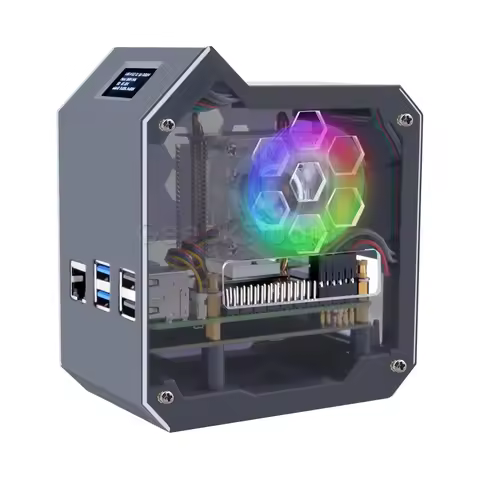 N07 Minitower NVMe NAS Kit For Raspberry Pi 5 with Ice Tower Supports M.2 NVMe SSD 2230, 2242, 2260,