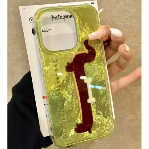 Korean Cute Dachshund Vortex Pattern Silicone Soft Phone Case For iPhone 17 16 Pro Max 15 14 13 12 1