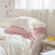 MISS DEER 100% Cotton Pillow Case 1 PIECE Ruffle Lace Design Zip Type Pillowcase 48x74cm Pillow Cove