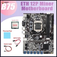 B75 ETH Miner Motoard 12 PCIE Ke USB + G620 CPU + Kabel SATA