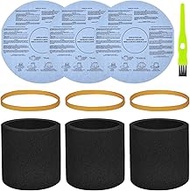 3 Pack 90585 Foam Sleeve Filter and 3 Pack 90107/90137 Wet Dry Vac Filter for Most Shop Vac 5 Gallon