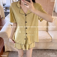 Taiwan Out Women Summer Thin Style Fungus Edge Pajamas Skin-Friendly Soft Can Wear Outside Short-Sle