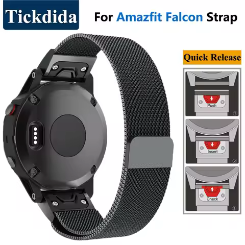 For Huami Amazfit Falcon Milanese Stainless Steel Strap for Amazfit Falcon Quick Release Strap
