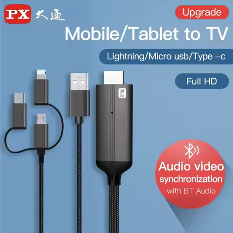 PX New 1080P Full HD 3-in-1 Hdmi-compatible Cable Lightning Type-C to MHL Cable Micro USB Adapter Ph