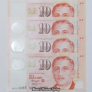 Singapura Dolar Pecahan 10 Bahan Polymer Original