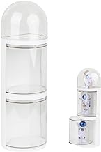 Kcgani 3-Tiers Clear Display Riser Case for Collectibles Figures Props, Action Figures Showcase Stand with White Base, Round Wall Mounted Display Box for Figurine Doll Toys Jewelry Organization