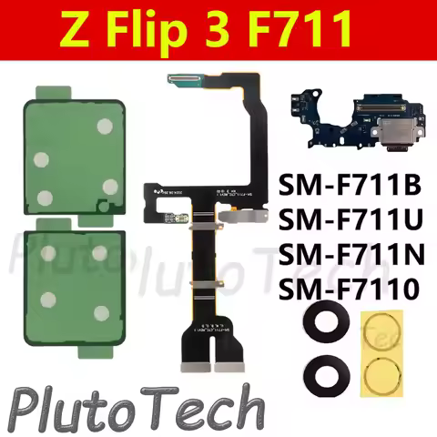 Z Flip 3 F711 Main Board LCD Display with Spin Axis Flex Cable Charging Port Compatible F711B F711U 