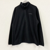 Eddie Bauer 半拉鍊抓絨外套，黑色，XL 碼，古著