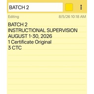 ECP/ INSTRUCTIONAL SUPERVISION AUGUST 2026 BATCH 2