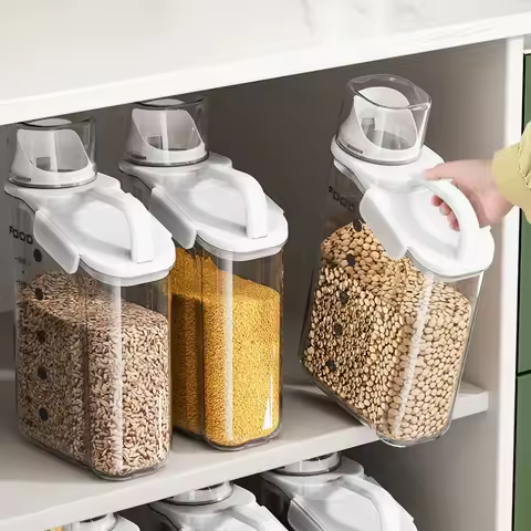 2Pcs 2000ml Moisture-Proof Storage Container – for Grains, Pet Food & Snacks, Transparent Sealed Foo