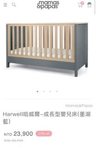 2023購入需自行搬運 Harwell哈威爾-成長型嬰兒床(墨湖藍)