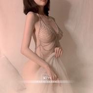 Sexy Bikini Set - Transparent Bra & Clavicle Necklace