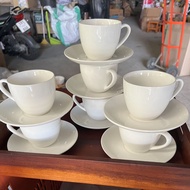 (10ชุด)(ขนาด8oz)(แก้ว10+จาน10)ชุดกาแฟพร้อมจานรองสีขาว ขนาด 250ml หรือ 8oz ออกใบกำกับภาษีได้