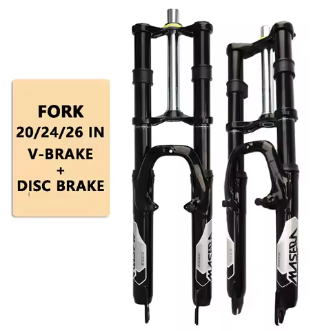 Descending Bike Fork, 20"24"26" MTB Shock Fork, Double Shoulder Suspension Setup, V-brake + Disc Bra