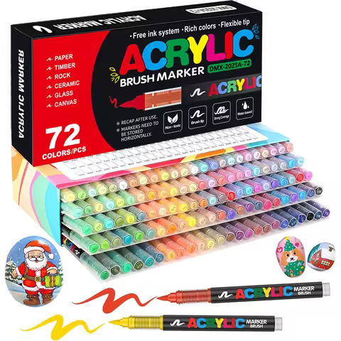 12-72 Color Acrylic Paint Marker Flexible Tip Pens and Marker Acrylic Paint Pen set Art Supplies lon