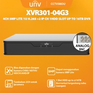 Unv XVR301-04G3 4CH 5MP LITE 1U H.265 +2 IP CH 1HDD SLOT UP TO 16TB DVR
