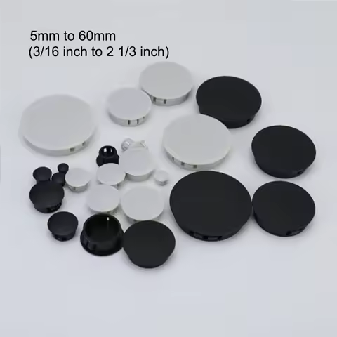10pcs 5mm to 60mm Plastic Hole Plug Cover 12mm Round Snap-on 3/16 Inch Nylon Press Out End Desk Tabl