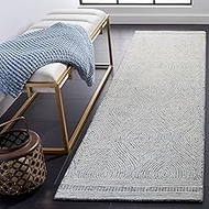 Safavieh Abstract Collection ABT340M Handmade Wool Runner, 2' 3" x 8', Ivory/Blue