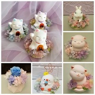 永生花擴香石~永生花花瓶，兔仔，Q貓，俏雞仔，招財貓擴香石(可作生日，謝師宴，結婚回禮，farewell禮物之選