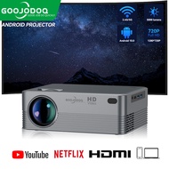 Goojodoq Protable Mini Projector for 1080P Full HD Video Digital Projetor 5G Wifi Android Projector 6000 Lumens Home Cinema Camping