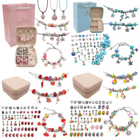 Charm Bracelet Making Kit for Girls,Gift Box 66 Pcs of Jewelry Making Kit for 6-12 Girls Birthday Ch