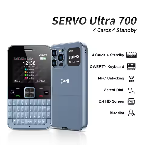 NEW! SERVO Ultra700 Full Keyboard Input Mobile Phone 4 Nano SIM Standby NFC Unlock FM Torch 2.4" Scr
