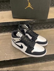 Jordan Air Jordan1 midse"diamondshorts"熊貓中幫復古籃球鞋 男款黑白