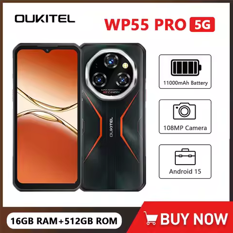 Oukitel WP55 Pro 5G Rugged Smartphone Android 15 48GB(16+32) +512GB 11000mAh Battery 33W 108MP 6.6 I