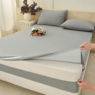 Dansunreve Waterproof Zip Bedsheet Solid Color 11.8" Bed Sheet Full Wrap Berzip Mattress Cover Detac
