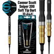 MISSION SOFT TIP DART - 20G CONNOR SCUTT SNIPER BLACK GOLD 95% Tungsten SOFT TIP DARTS (ARROW DART L