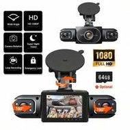 3-Channel 1080P Dash Cam With Front, Left & Right Cameras - Optional 64GB SD Card, Wide Angle, Infra