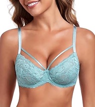 Women's Minimiser Bra Full Cup Unpadded Floral Lace Bra Plus Size Underwear Bra Large Sizes, turquoi