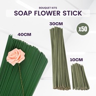 MY Ready Stock · (50PCS) 10/30/40CM Artificial Flower Wire Rose Pole Soap Iron Stick Tangkai Bunga B