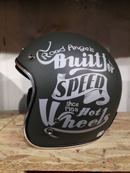 หมวกกันน็อคคลาสสิค เปิดหน้า TDC helmet ลาย Road angels ถอดซักได้ a ขี้ม้าด้าน L